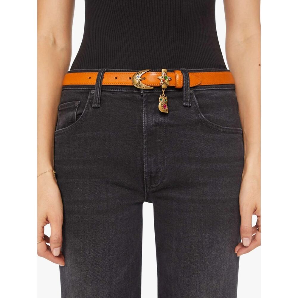 MOTHER DENIM The Charm School Brown Leather Belt S - Picture 3 of 10